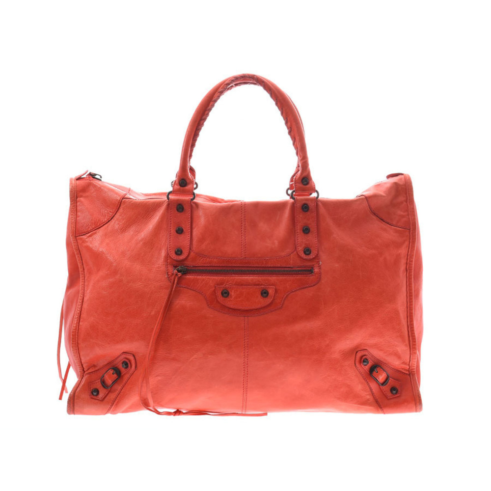 Balenciaga The Weekender Orange Leather Handbag